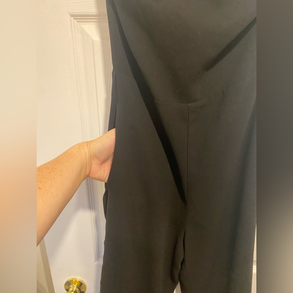 Babaton Roshan Jumpsuit Black Strapless Wide Leg Cropped Jumpsuit Size 0 - Picture 8 of 11
